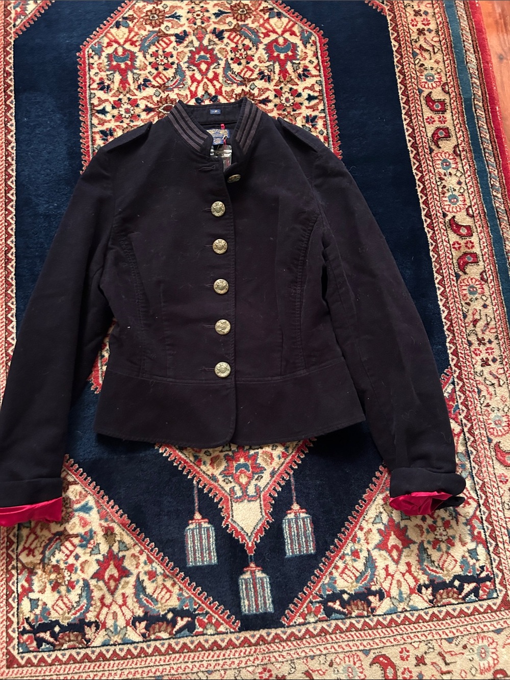 Wool-Blend Military Button Jacket - Black